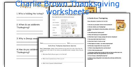 charlie brown thanksgiving worksheets
