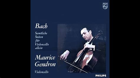 gendron bach suite for cello solo no 5 6 youtube