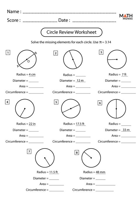 circle worksheets math monks