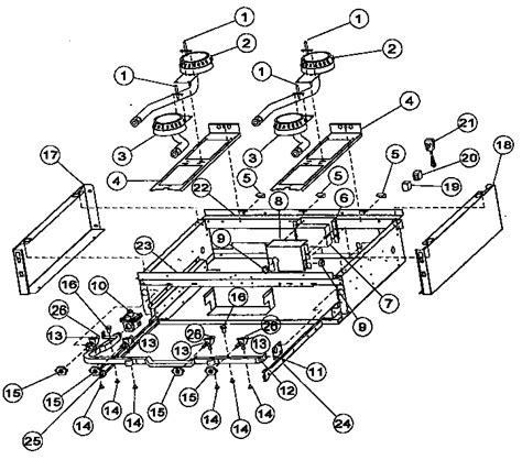 burner box  assembly diagram parts list  model vgrt viking range corp parts cooktop