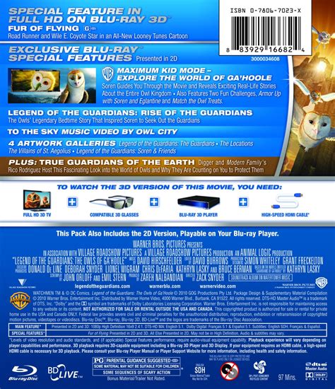 Legend Of The Guardians Owls Of Ga Hoole Two Disc Blu Ray 3d Blu Ray
