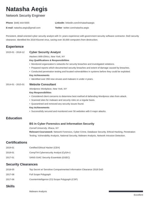 cyber security resume  template minimo security resume resume