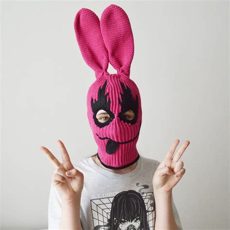 custom crochet ski mask  men  women bunny balaclava etsy