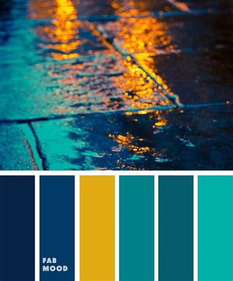 blue teal yellow glow color palette autumn color inspiration