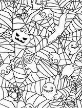 Halloween Coloring Book Adult Books Pages Happy Printable Adults Cleverpedia Popsugar Printables Color Corn Candy Spider Web Reaction Relaxation Meditation sketch template
