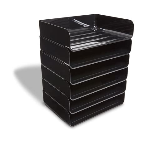 myofficeinnovations side load stackable plastic letter tray black
