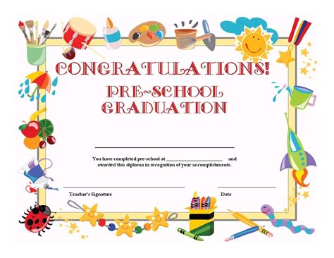 preschool graduation certificate  kindergarten graduation