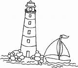 Lighthouse Coloring Boat Near Drawings Light House sketch template