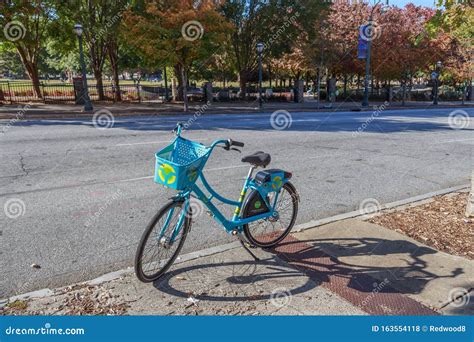 electric motorised bicycle  atlanta ga city sidewalk editorial stock photo image  bike