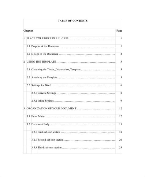 table  contents template   word  psd documents