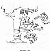 Tree House Cartoon Coloring Drawing Pirate Boy Pages His Outline Vector Magic Playing Near Treehouse Kids Getdrawings Color Backyard Drawings sketch template