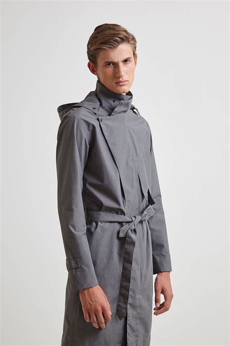 zipper trench coat grey raincoat  men petrafoldicom
