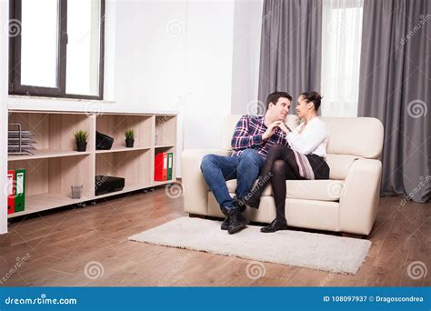 Couple Spending Time Together In The Living Room Stock Image Image Of