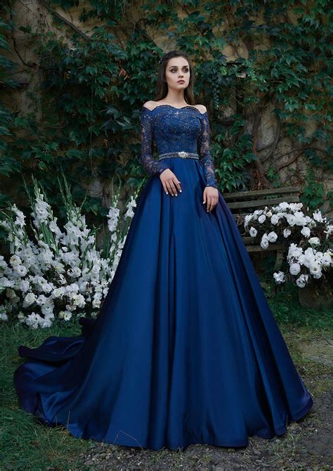 dark royal blue evening dresses long  shoulder evening etsy   light pink bridesmaid