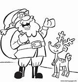 Coloring Santa Christmas Reindeer Pages Printable Color sketch template