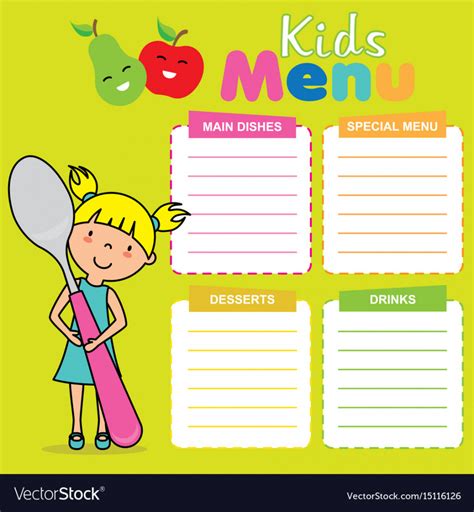 restaurant kids menu template