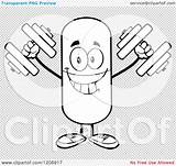 Pill Lifting Mascot Dumbbells Happy Royalty Clipart Vector Cartoon Toon Hit sketch template