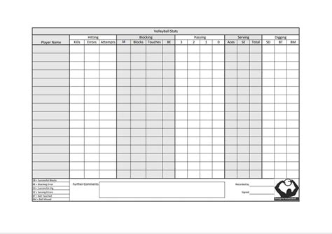 volleyball stats    recording  stat sheet