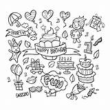 Verjaardag Doodle Gelukkige Getrokken sketch template