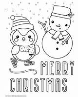 Coloring Christmas Pages Cute Merry Printables Sheet Little Gingerbread House Snowman Fun Penguin Funlovingfamilies sketch template