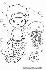 Mermaid Coloring Pages Kids Cute Printables Printable Sheet Print Only Jellyfish Use Fun Funlovingfamilies Include Camp Commercial Personal Non Plans sketch template
