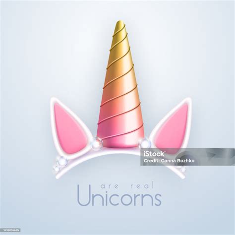 realistic golden unicorn horn isolated  white background children