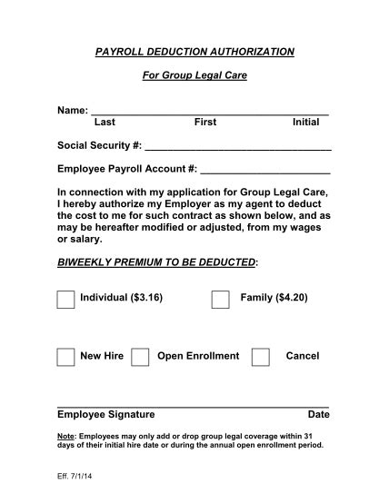 payroll deduction authorization form template edit