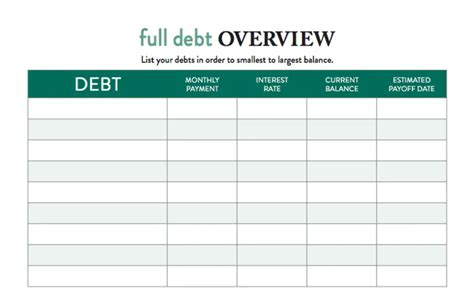template     debt tracker  visualize debt payoff