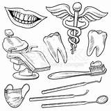 Dentist Dental Drawing Sketch Oral Doodle Hygiene Objects Assistant Istockphoto Office Equipment sketch template