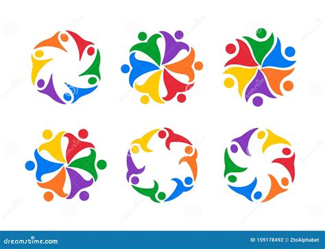 set  colored social association logo stock vector illustration