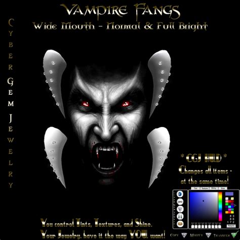 second life marketplace vampire fangs wide mouth hud enabled