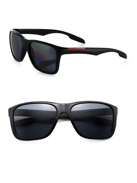 lyst prada square aviator sunglasses in black for men