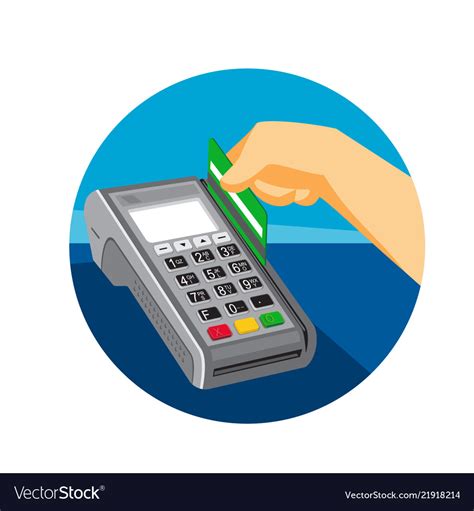 hand swiping credit card  pos terminal retro vector image