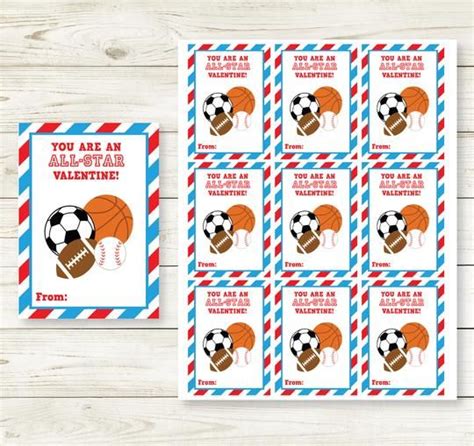 sports valentines day printable cards printable cards printables