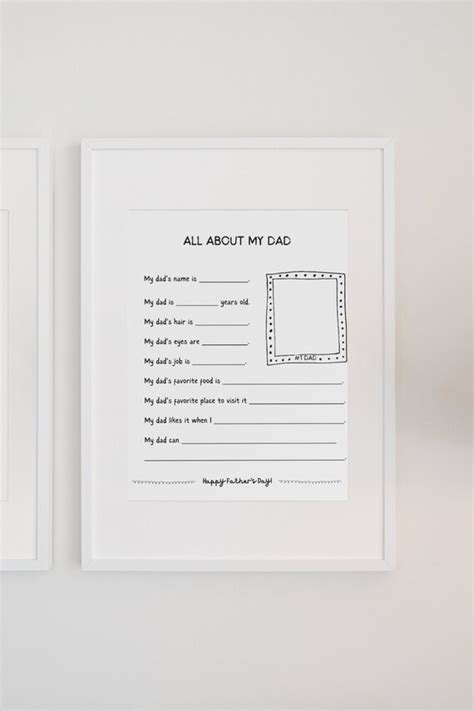 dad printable sheet fill  fun fathers day gift etsy