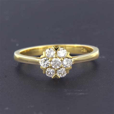 goud geel gouden ring bezet met briljant geslepen diamant verkocht bekijk de