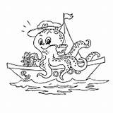 Octopus Boat Coloring Surfnetkids sketch template