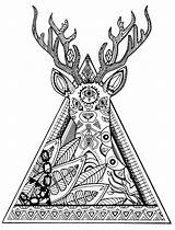 Deer Coloring Pages Animals Triangle Mandala Deers Metal Adult Justcolor Mysterious Beautiful Adults Getdrawings Nature Prints Template sketch template