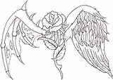 Wings Coloring Pages Angel Heart Roses Cross Hearts Drawing Crosses Drawings Adults Realistic Color Print Wing Tattoo Angels Printable Adult sketch template