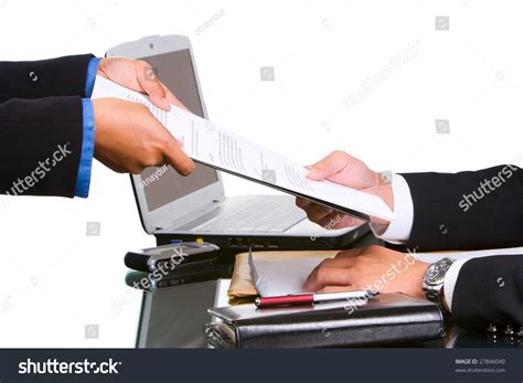 secretarys hand   document   director stock photo