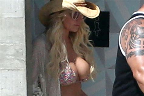 jessica simpson s huge tits busting out of a bikini of the day