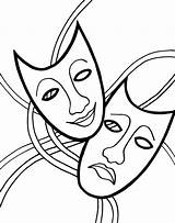 Tragedy Comedy Coloring Mask Gras 1000 Pages Clipartbest Mardi Clipart Masks sketch template