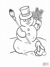 Snowman Coloring Pages Rabbit Color Print Winter Christmas Printable Hat Kids Children 12b4 D615 Family Abominable Beautiful Drawing Cartoon Dance sketch template