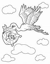 Baby Coloring Stork Pages sketch template