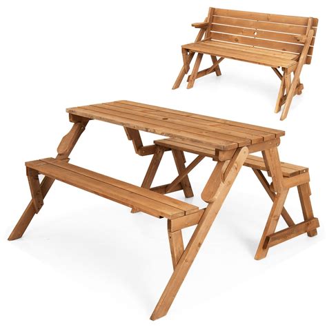 Buy Giantex Wooden Picnic Table Set 2 In 1 Folding Picnic Bench Set