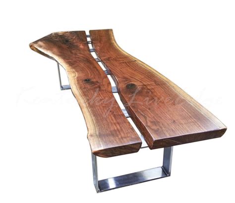 custom modern  edge walnut  steel coffee table
