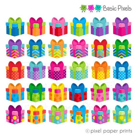 gift clipart digital clip art colorful gifts personal  etsy