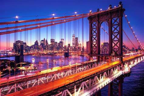 manhattan bridge alive  night  york city idesign gallery
