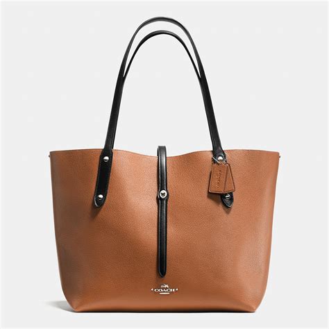 lyst coach market tote  refined pebble leather  metallic