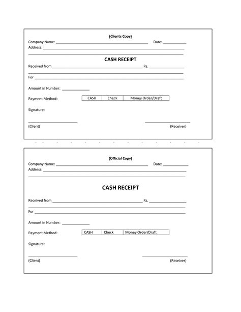 printable receipt forms  printable forms